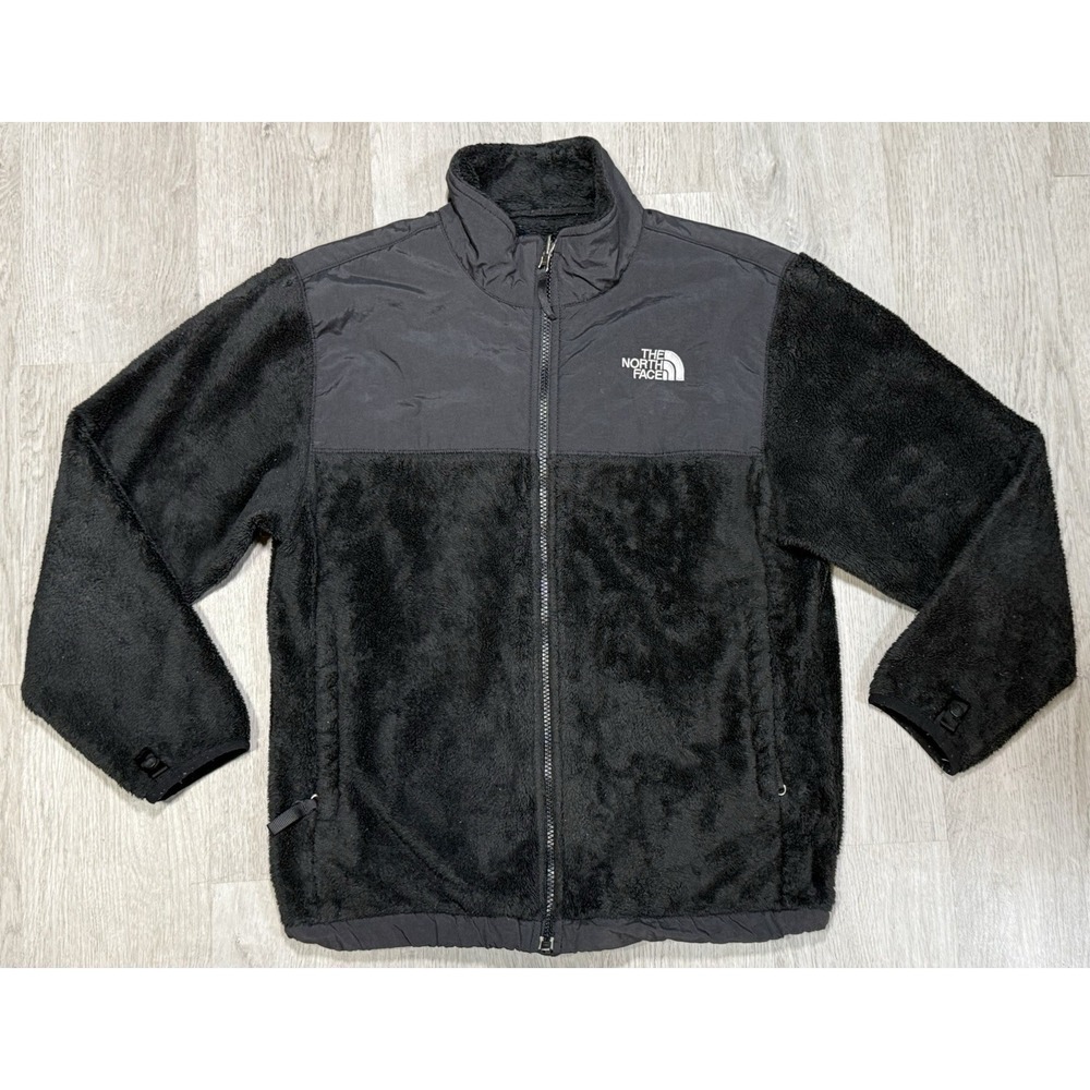 The North Face Denali Jacket Girls Size Large Black Full Zip Pockets Fleece